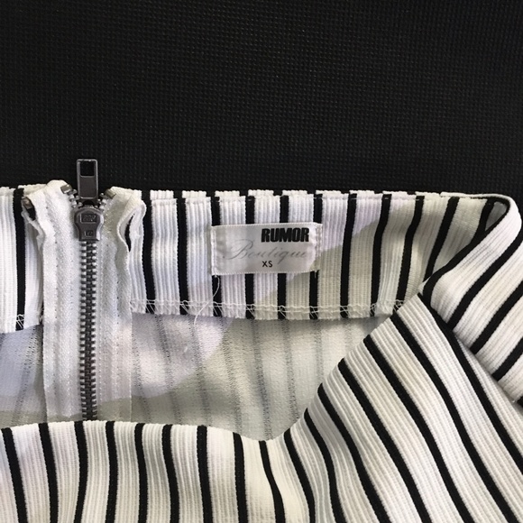 LF Rumor Boutique striped black white panel micro mini skirt skort shorts XS - Picture 8 of 8